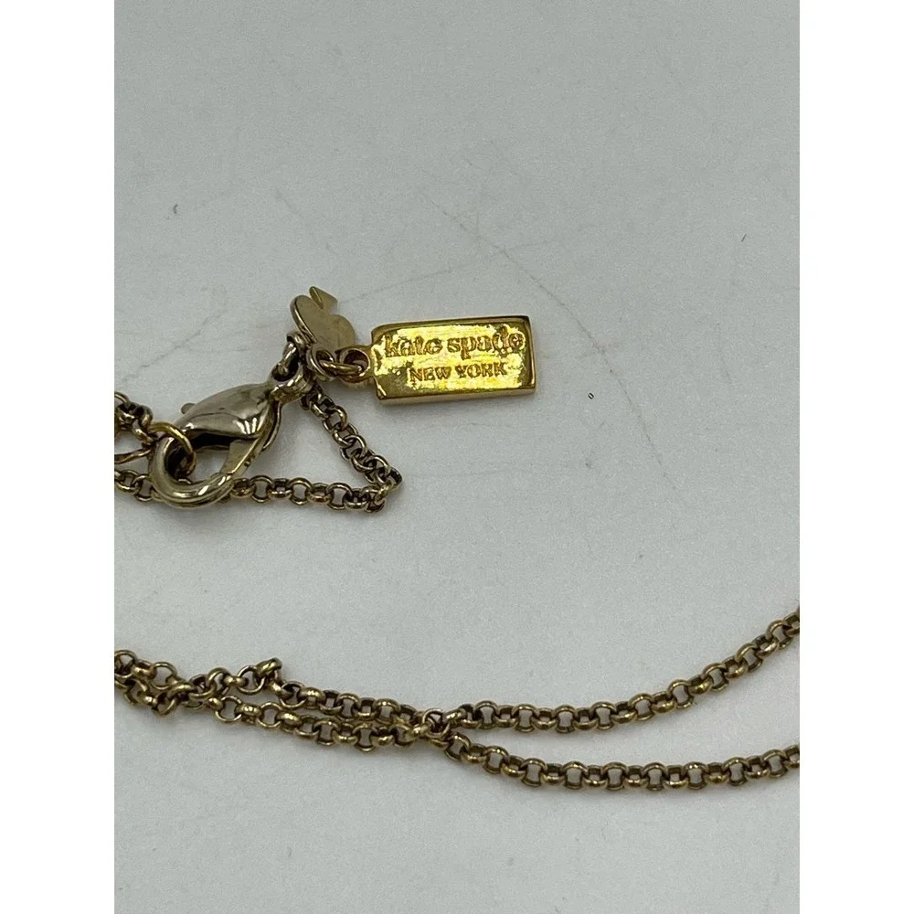 Kate Spade Oval Pave Script “A”One In A Million Pendant ‎ Gold Tone Necklace